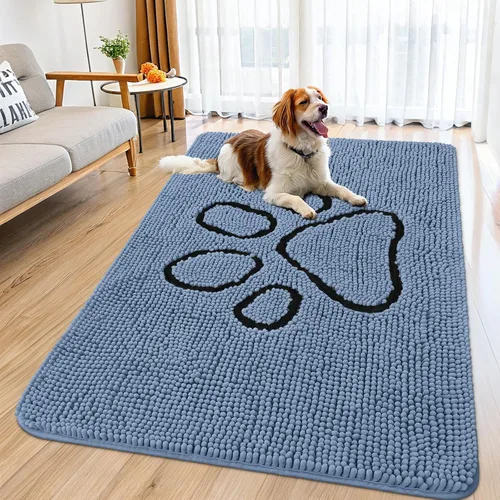 Vista 49 de Smiry Tapete para puerta de perro para patas fangosas, absorbente y Gris y negro