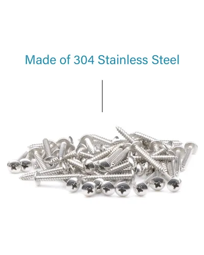 Vista 4 de Tornillos de madera Phillips de acero inoxidable 304 con cabeza de truss #6 x 1, 100 tornillos autorroscantes by IMSCREWS plateado