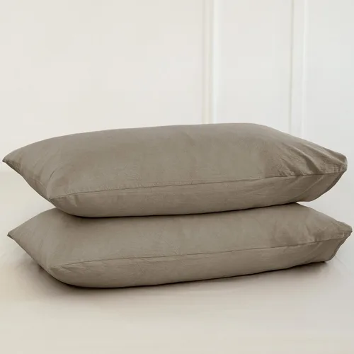 Vista 10 de MooMee Juego de 2 fundas de almohada de cuadros 100% algodón lavado con textura parecida al lino, transpirable, duradera, suave y cómoda