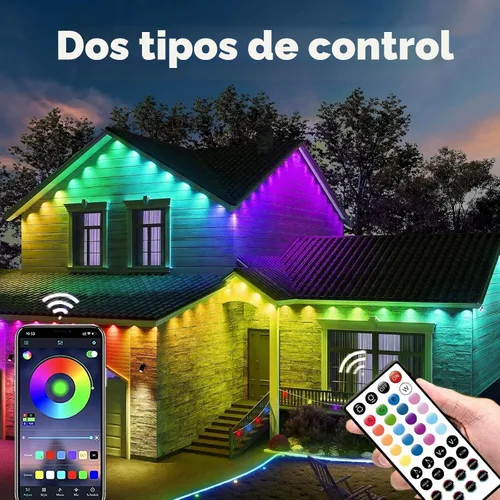 Vista 8 de Luces RGB Permanentes para Exteriores, Luces LED Inteligentes Impermeables para Aleros con Control de Aplicación/Remoto, Impermeables IP67 para DIY