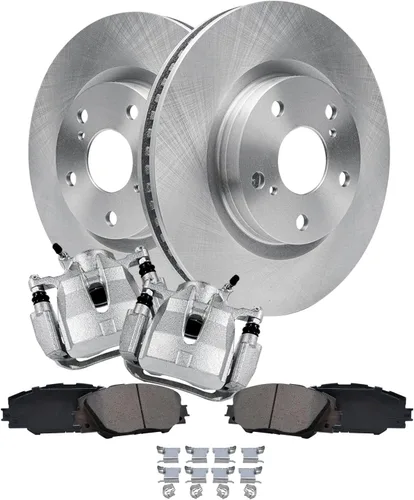 Vista 34 de Detroit Axle - Juego de 6 piezas de rotores de disco de freno delantero + pastillas de freno cerámicas de repuesto para Land Rover LR3 Range Rover