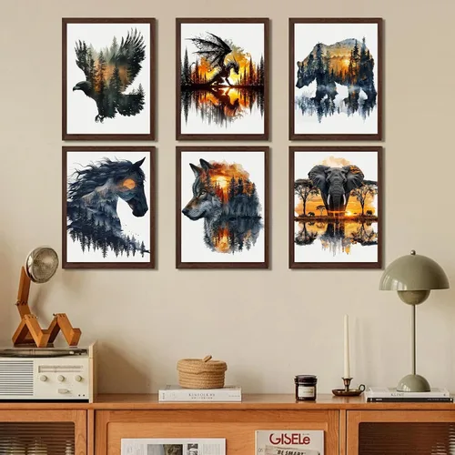Vista 3 de Paquete de 6 kits de pintura de diamantes de animales para adultos, kits de arte de diamantes para adultos, kits de pintura de diamante 5D