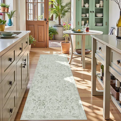 Vista 67 de Alfombra de área pequeña de 2 x 3 pulgadas, color beige, para entrada, baño, cocina, antideslizante, de pelo bajo, lavable, moderna alfombra bohemia