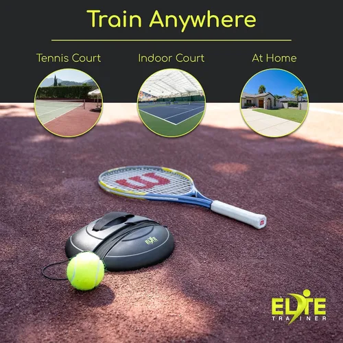 Vista 4 de Juego de pelotas de rebote de tenis Base de potencia resistente, no requiere relleno Tres pelotas de tenis, cuerda elástica larga y bolsa