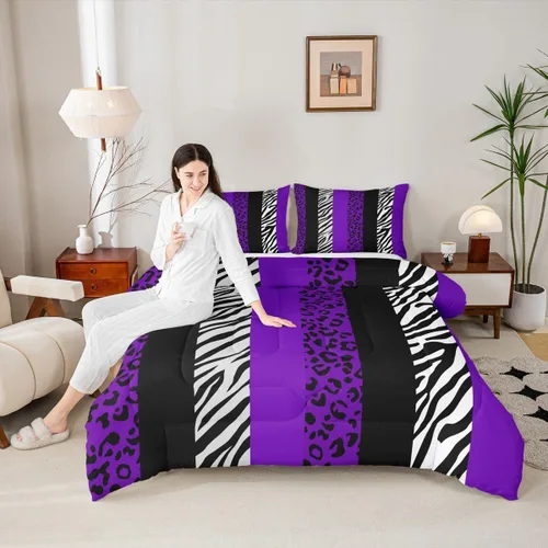 Vista 32 de Juego de edredón con estampado de leopardo para niños, tamaño individual, juego de ropa de cama de moda de piel de guepardo abstracto, decoración