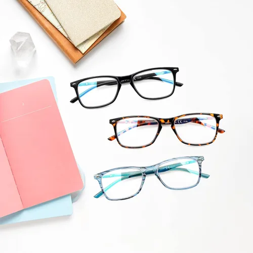 Vista 7 de Paquete de 3 lentes de lectura progresivos multienfoque para hombres y mujeres, bloqueo de luz azul, bisagras de resorte, lectores de computadora