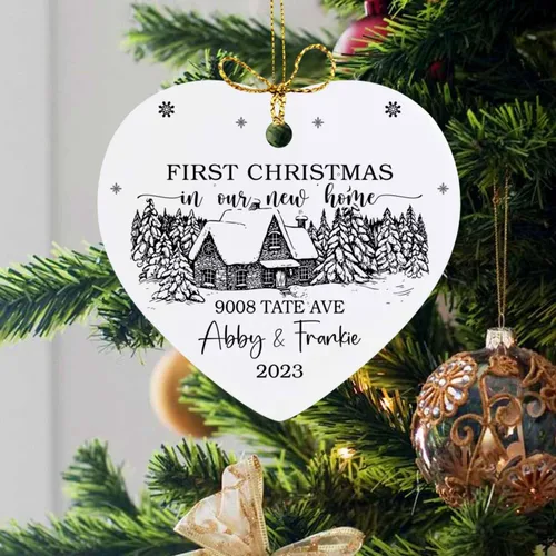 Vista 6 de Adorno de primera Navidad en nuestro nuevo hogar 2025, adorno personalizado para el nuevo hogar, adornos de Navidad personalizados para dirección