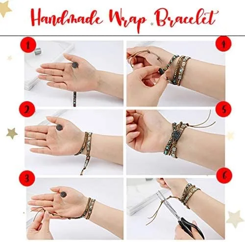 Vista 7 de ZOSOJONA Pulsera envolvente para mujer, estilo bohemio, con cuentas de piedra de cristal de jaspe natural