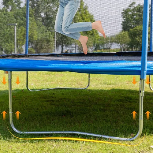 Vista 5 de Trampolín para exteriores de 1500 libras y 16 pies con red de seguridad, trampolín recreativo resistente para patio trasero para niños y adultos