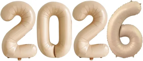 Vista 37 de GOER Globos de papel de aluminio 2026 para fiesta de Año Nuevo, suministros de fiesta, decoraciones de graduación (negro, 16 pulgadas)