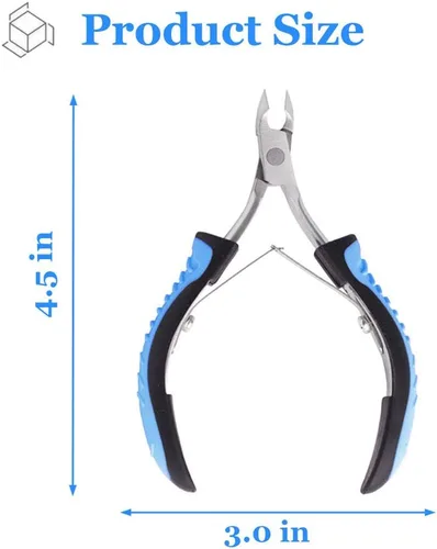 Vista 6 de IVON - Cortadora de cutículas profesional, cortador de cutículas antideslizante de acero inoxidable, pinza azul