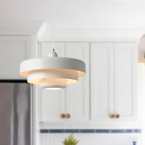 Vista 2 de Lámpara colgante industrial de 13.8 pulgadas, 2 paquetes, lámpara colgante de metal vintage para isla de cocina, lámpara colgante moderna