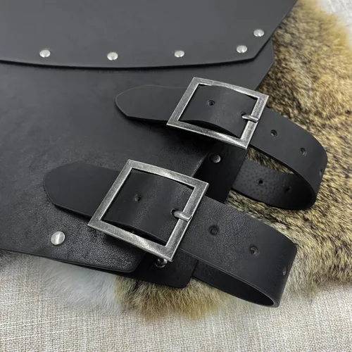 Vista 4 de HiiFeuer Armadura medieval de piel sintética para el pecho, armadura de cuerpo de arquero mercenario retro, chaleco ajustable para Ren Faire