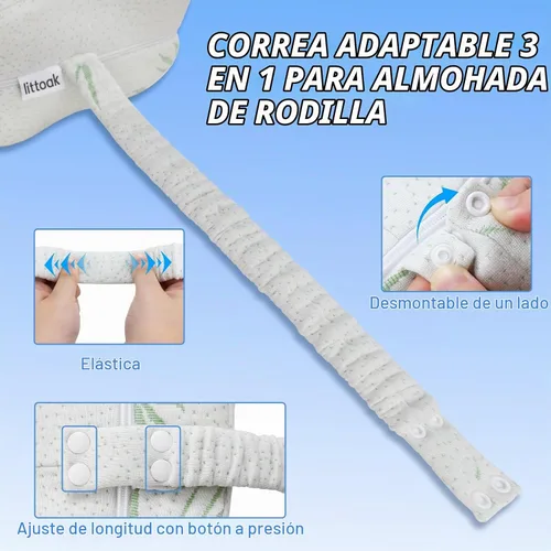Vista 5 de Almohada de rodilla para personas que duermen de lado y alivio de la ciática, dos fundas lavables a máquina y forro interior protector, almohada