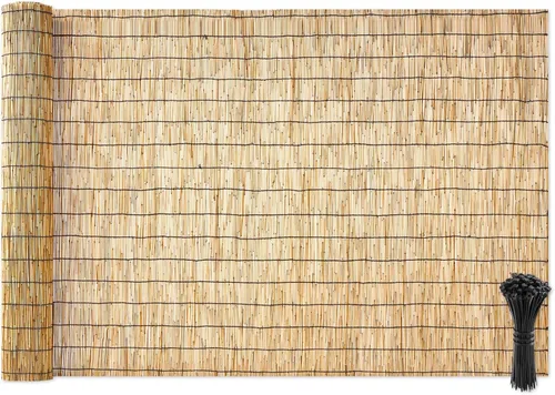 Vista 10 de VEVOR Rollo de Valla de Caña, 5.5x16.4 Pies de Cortina de Caña Natural, Panel de Privacidad de Bambú, Bloqueador de Sol, Valla Decorativa