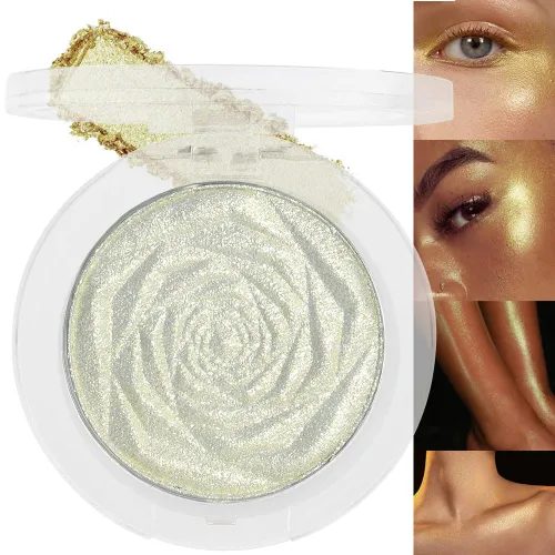 Vista 12 de evpct Iluminador facial de perla blanca y plata, maquillaje de brillo con purpurina de diamantes brillantes, paleta de sombras de ojos en polvo
