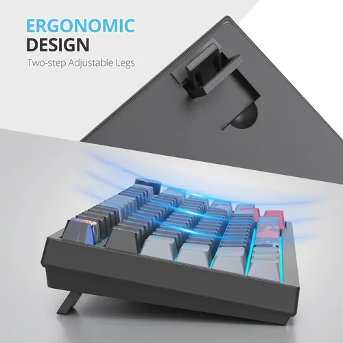 Vista 5 de Junta de teclado 75 % montada con almohadillas absorbentes de sonido, teclado mecánico RGB compacto de 82 teclas con cable para juegos, enchufe