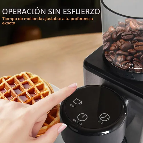 Vista 4 de Molinillo de café eléctrico para el hogar y la oficina: molinillo de café inteligente con 25 ajustes de molienda de precisión y tolva de grano