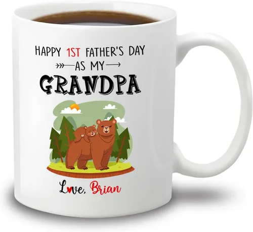 Vista 14 de Taza de café de cerámica con texto en inglés «Best Grandpa Add Photo », regalos para abuelo, abuelo, papá, amapola, Día del Padre, taza de café
