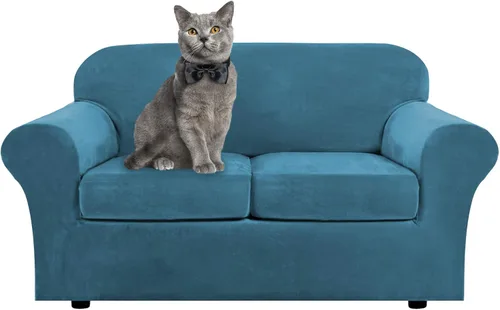 Vista 18 de ShowyLive Fundas para silla de sala de estar, funda elástica para sillón de felpa de terciopelo con 1 cojín separado, protector elástico de muebles