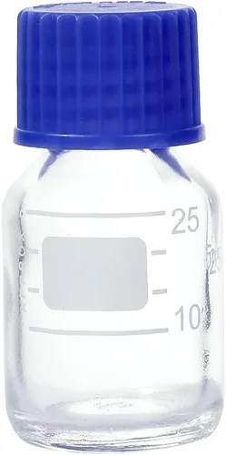Vista 2 de Moonetto 10 botellas de vidrio redondas graduadas de 0.8 fl oz para medios de comunicación/almacenamiento con solvente con tapón de rosca