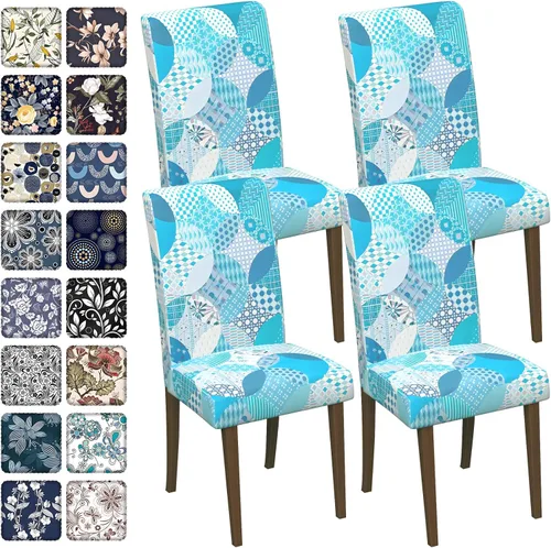Vista 38 de Fundas para sillas de comedor CoSofSLIP, juego de 2, fundas estampadas elásticas antideslizantes, fundas extraíbles y lavables para sillas