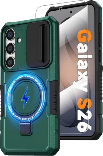 Vista 94 de Funda magnética para Samsung Galaxy Note 20 Ultra con soporte de anillo [con protector de pantalla] [Compatible con carga inalámbrica MagSafe] Funda