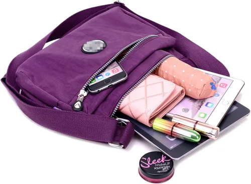 Vista 6 de Stuoye - Bolsa de nailon multibolsillos para mujer, cruzada, bolsa-monedero, para viajes