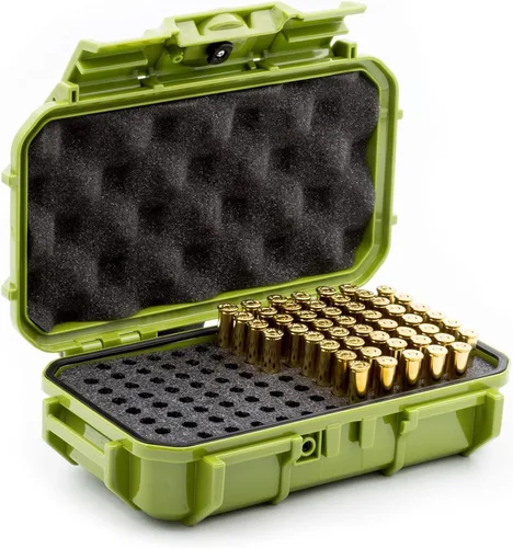 Vista 16 de Evergreen Pistol Ammo Case Compatible with 5.7/9mm/.40/.380-100 Rounds Lockable USA Made Bandera negra