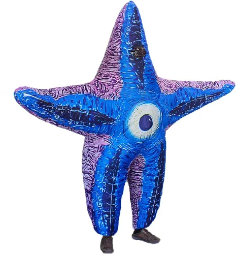Vista 4 de Famoso disfraz inflable de estrella de mar de rey tiburón para adultos, divertido disfraz de fiesta explosiva, disfraz de Halloween y cosplay