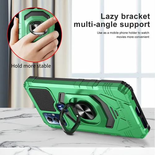 Vista 3 de Funda para Motorola G Play 2023, con protector de pantalla de vidrio templado, tecnología de protección resistente, soporte integrado, resistente a