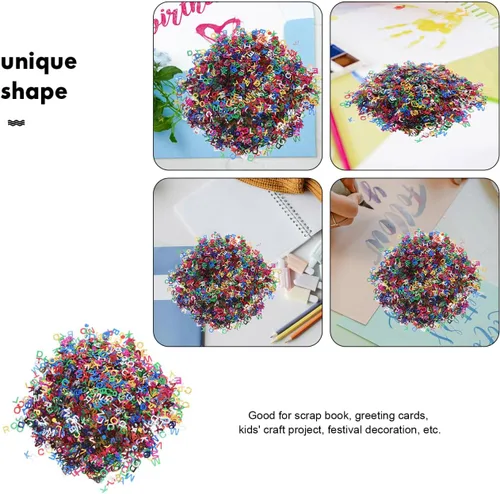 Vista 3 de Mini letras del alfabeto de lentejuelas para manualidades, 3.17 oz/paquete de confeti de resina con purpurina, letras mixtas para Navidad