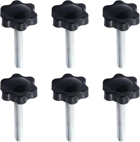 Vista 14 de 6 Piezas de Pomo de Estrella Roscado de M4 x 20mm, Manija de Perilla de Sujeción en Forma de Hexágono de Plástico para Reemplazo de Base de Paraguas