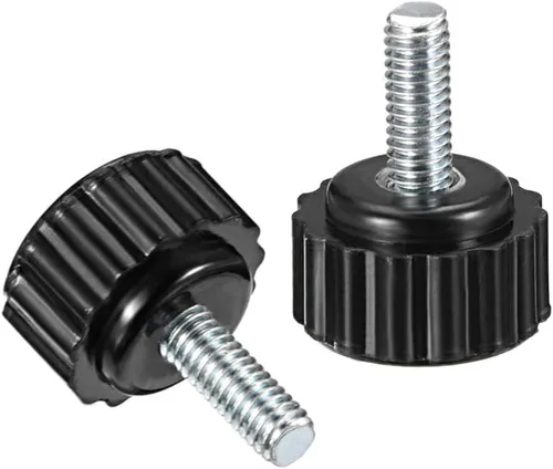 Vista 3 de uxcell Perillas de sujeción moleteadas con rosca métrica macho M4 x 0.394 in, tornillo de agarre para pulgar, tipo perno de mango de sujeción manual