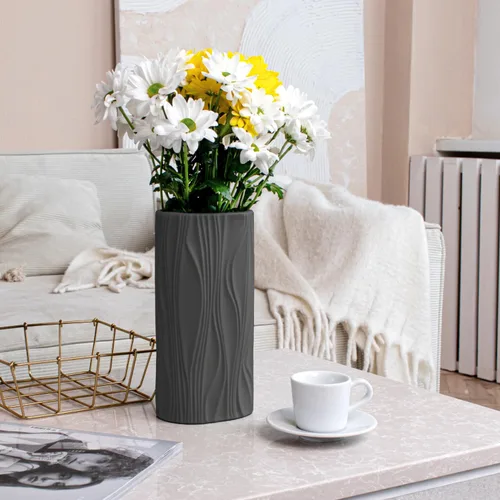 Vista 7 de Florero negro – Jarrón de cerámica moderno para decoración del hogar – Jarrón negro mate para sala de estar – Jarrones boho para hierba