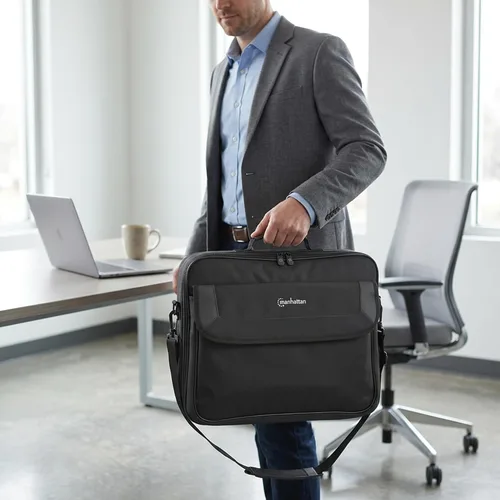 Vista 8 de MANHATTAN Bolsa de hombro para portátil - Estilo delgado maletín, apertura de concha, compartimentos acolchados