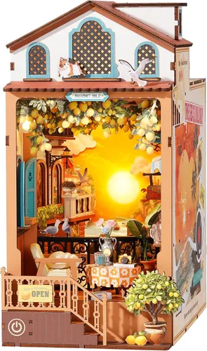 Vista 12 de Rolife Kits de rincón de libros para adultos, parque de atracciones de cuento de hadas, rompecabezas de madera 3D para decoración de estanterías