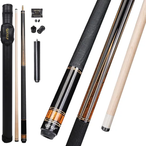 Vista 11 de CUEELF Taco de billar profesional con incrustaciones hechas a mano para adultos Solid Brass Joint Low Deflection Shaft 12.5mm Pro Tip & Inlay Ring