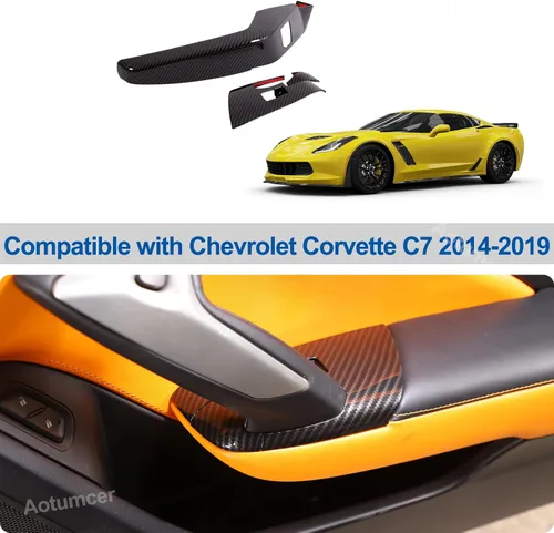 Vista 6 de Cubierta del panel de control de la ventana de la puerta del automóvil para Chevrolet Corvette C7 para el interior del automóvil (2 piezas)