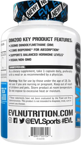 Vista 3 de EVL - Suplemento de diindolilmetano para hombres, DIM avanzado de 200 mg con bioperina Dim Plus para una mayor absorción, suplemento de equilibrio