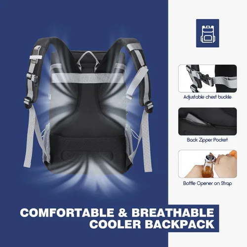 Vista 5 de Mochila enfriadora Maelstrom - Bolsa de almuerzo aislada suave a prueba de fugas para 35/50 latas, ideal para acampar, playa, senderismo y compras