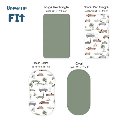 Vista 5 de Juego de sábanas ajustadas elásticas ultra suaves para moisés, paquete de 2, ajuste universal para moisés, cuna, capazo de Moisés, colchón ovalado