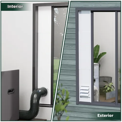 Vista 9 de Kit de ventilación para ventana Flehomo para manguera de 3" y 4" de diámetro, incluye cubierta de ventilación con solapas autocerrables, kit