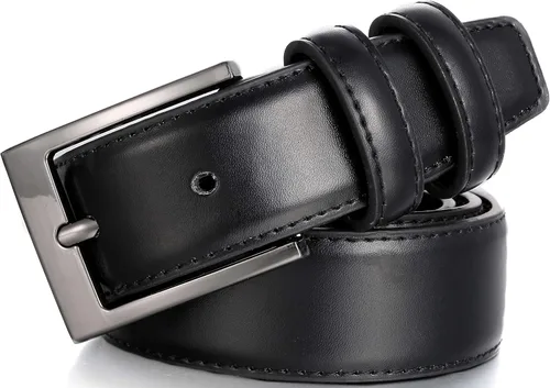 Vista 3 de Marinos Cinturón de vestir de cuero genuino para hombre con hebilla de un solo diente