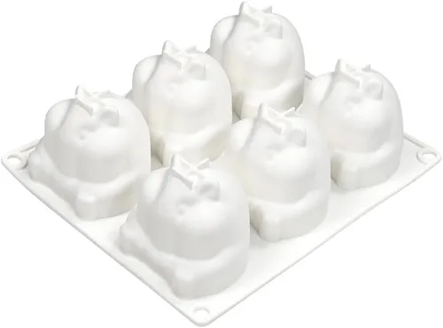 Vista 7 de Molde de silicona 3D para pastel de mousse, molde de silicona con forma de animal de hámster, 6 cavidades, molde de silicona flexible de fácil