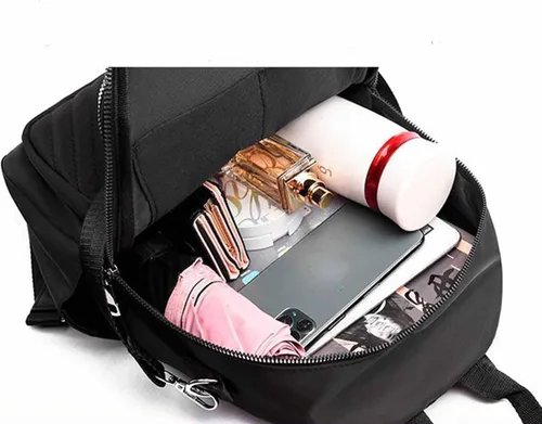 Vista 5 de Mochila para mujer de gran capacidad bordada a prueba de agua de tela a la moda simple mochila de viaje