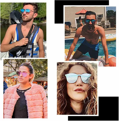 Vista 3 de Rimless Wayfarer Anteojos de sol en una sola pieza lente espejo reflectante, anteojos para hombres mujeres