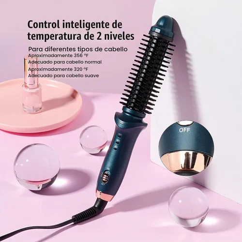 Vista 2 de Rizador inteligente, 2 en 1, termostático, recto, rizado, cepillo de doble propósito, portátil, para el hogar, para el centro de belleza