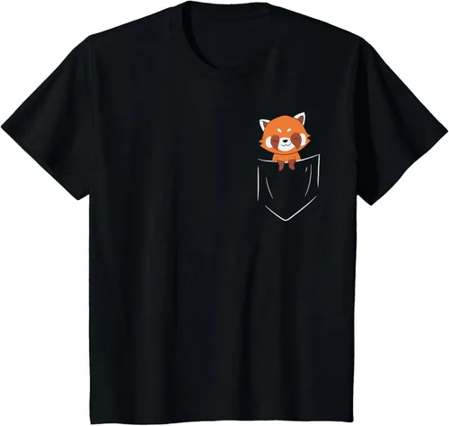 Vista 39 de Funny Red Panda In Pocket - Camiseta con bolsillo, Negro, S