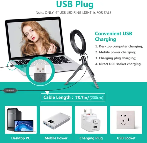 Vista 5 de Anillo de luz OEBLD regulable con 3 modos de luz y 10 niveles de brillo, anillo LED Rotae de 360 ° para teléfono, transmisión en vivo, maquillaje